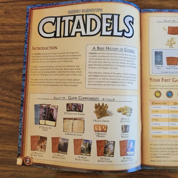 Citadels Instruction Manual Rules Booklet Bruno Faidutti Card Game Replacement - Picture 2 of 3
